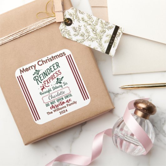 Reindeer Express: Cheerful Holiday Fun! スクエアシール (ギフト)