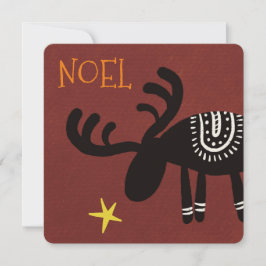 Reindeer found the star: Christmas card, flat カード