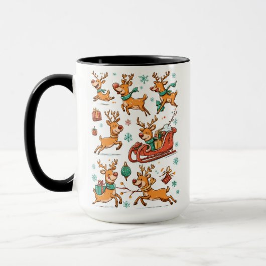 Reindeer Games – Christmas Cartoon Mug マグカップ (左)