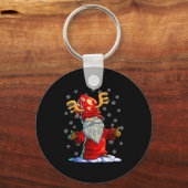 Reindeer Gnome Shirt Men Women Buffalo Plaid Red C キーホルダー (正面)