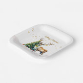 Reindeer Gold Baubles Merry Christmas ペーパープレート (傾斜あり)