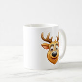 reindeer happy reindeer with big antlers and smile コーヒーマグカップ (正面右)