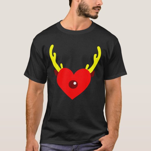 Reindeer Heart Antlers Heart Funny Christmas Party Tシャツ (正面)