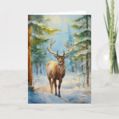 Reindeer in a Winter Forest Modern Art カード (正面)