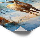 Reindeer in a Winter Forest Modern Art ポスター (角)