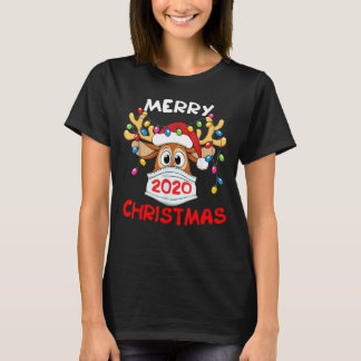 Reindeer In Mask Shirt Merry おもしろい Christmas 2020 Tシャツ