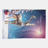 Reindeer Jewels Christmas Holiday Kitchen Towel キッチンタオル (横)