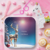 Reindeer Jewels Christmas Holiday Paper Plate ペーパープレート (パーティー)