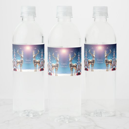 Reindeer Jewels Holiday Water Bottle Label ペットボトルラベル (ボトル)