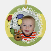 Reindeer Lightsカスタマイズ可能な写真オーナメント セラミックオーナメント (正面)