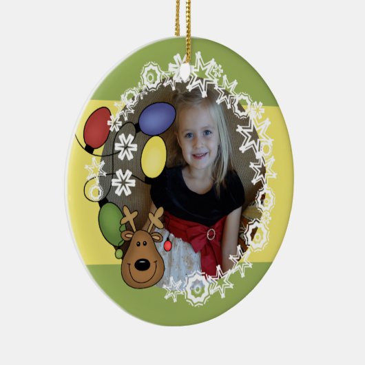 Reindeer Lightsカスタマイズ可能な写真オーナメント セラミックオーナメント (右)