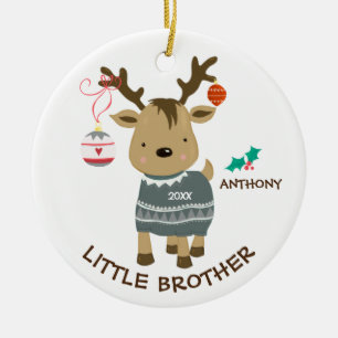 Reindeer Little Brother Christmas Ornament セラミックオーナメント