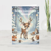 Reindeer Magical Forest Kids Christmas Card シーズンカード (正面)