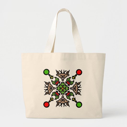 Reindeer Mandala Design ラージトートバッグ (正面)