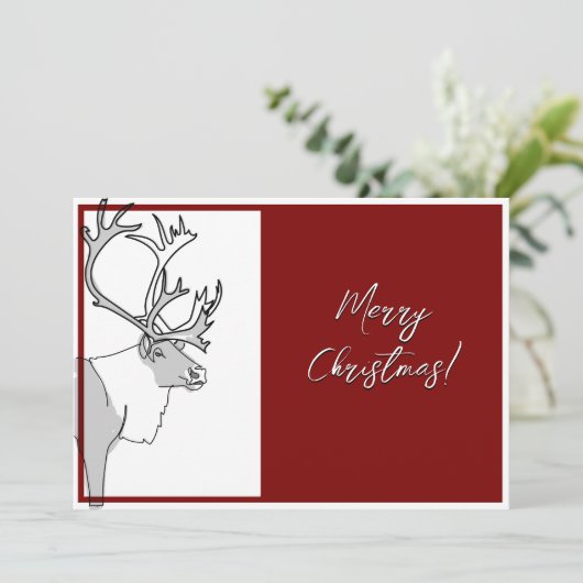 Reindeer Merry Christmas Plaid Customizable カード (スタンド正面)