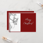 Reindeer Merry Christmas Plaid Customizable カード (正面/裏面インサイチュ)