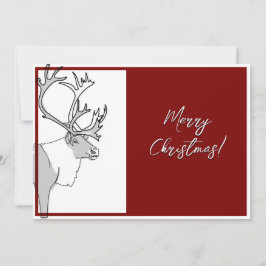 Reindeer Merry Christmas Plaid Customizable カード