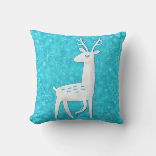 Reindeer Modern and Retro Art Throw Pillow クッション (正面)