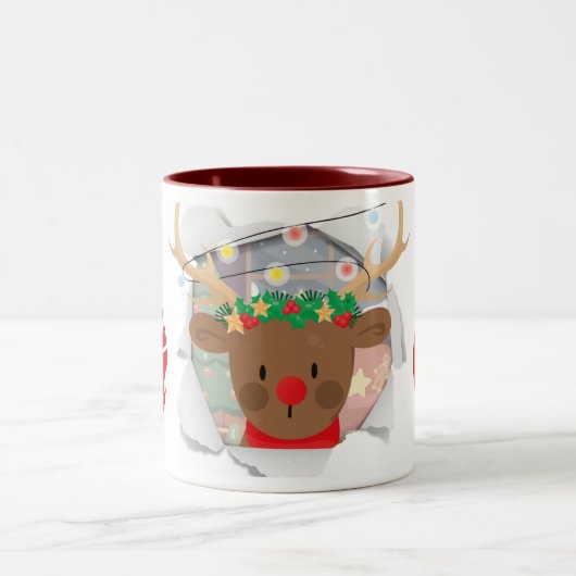 Reindeer Mug For Gifting ツートーンマグカップ (中央)