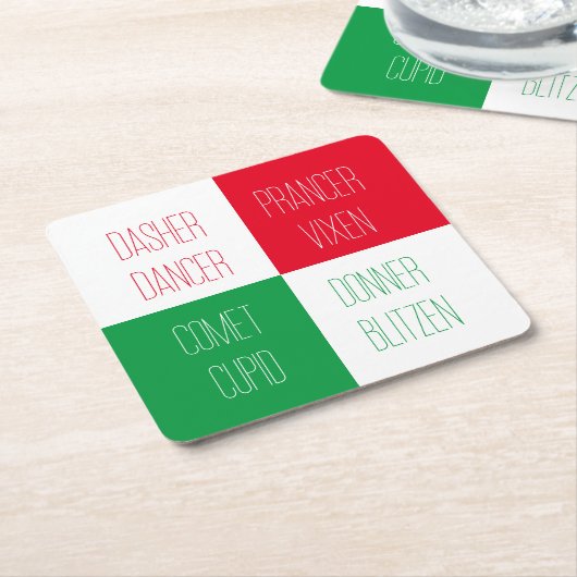 REINDEER NAMESスクエアコースター紙 スクエアペーパーコースター (アングル)