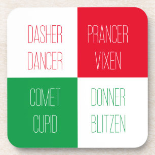 REINDEER NAMES懸命Plastic Coasters コースター