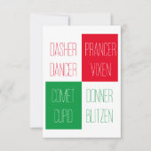 REINDEER NAMES 3.5x5フラットカード ノートカード (正面)