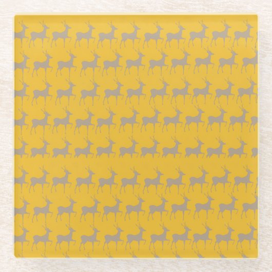 Reindeer Pattern Glass Coaster (Set) Luxury ガラスコースター (正面)