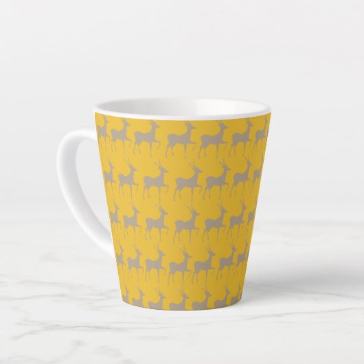 Reindeer Pattern Latte Mug - Mustard Yellow Christ カフェラテマグ (左アングル)