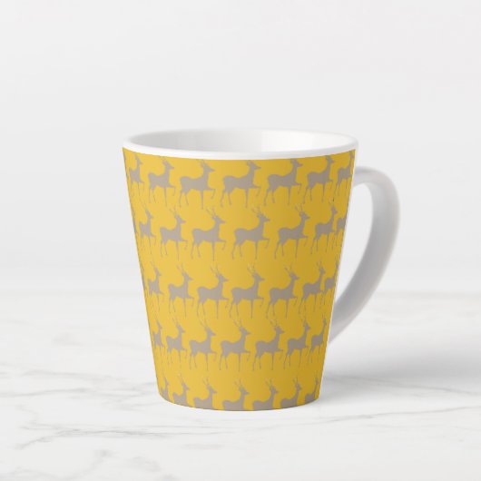 Reindeer Pattern Latte Mug - Mustard Yellow Christ カフェラテマグ (右アングル)