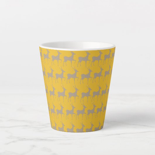 Reindeer Pattern Latte Mug - Mustard Yellow Christ カフェラテマグ (正面)