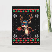 Reindeer Playing Sketll Ugly Christmas Xmas Kids  カード (正面)