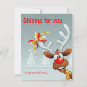 Reindeer Rudolph christmas fun wishes Postcard シーズンカード (正面)