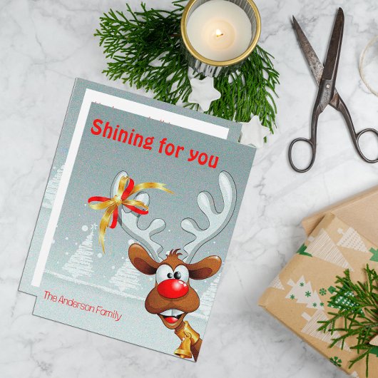 Reindeer Rudolph christmas fun wishes Postcard シーズンカード