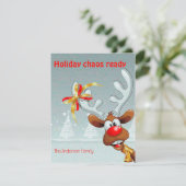 Reindeer Rudolph christmas fun wishes Postcard シーズンカード (スタンド正面)
