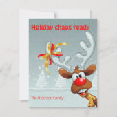 Reindeer Rudolph christmas fun wishes Postcard シーズンカード (正面)
