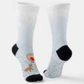 Reindeer Rudolph Red Nose Santa Crew Socks ソックス (傾斜あり)