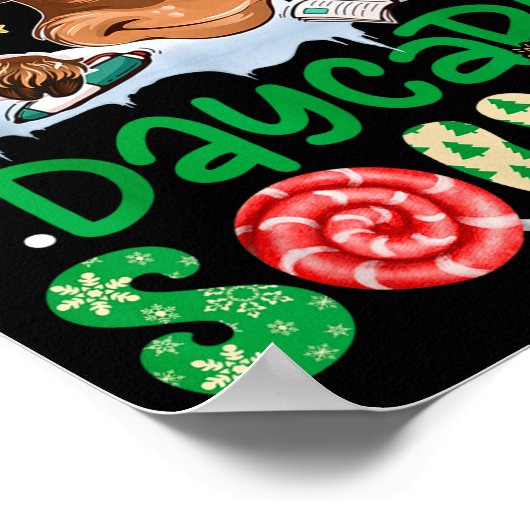 Reindeer Santa Hat Daycare Squad Teacher Christmas ポスター (角)