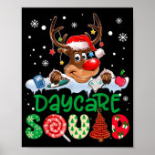 Reindeer Santa Hat Daycare Squad Teacher Christmas ポスター (正面)