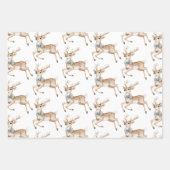 Reindeer Silver Snowflakes Christmas Trees ラッピングペーパーシート (正面2)