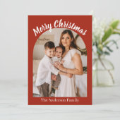 Reindeer Sleigh Christmas Photo Pine Trees シーズンカード (スタンド正面)