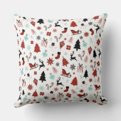 Reindeer Sleigh Christmas Pine Trees クッション (裏面)