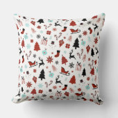 Reindeer Sleigh Christmas Pine Trees クッション (正面)