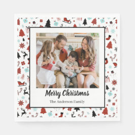 Reindeer Sleigh Christmas Pine Trees スタンダードランチョンナプキン