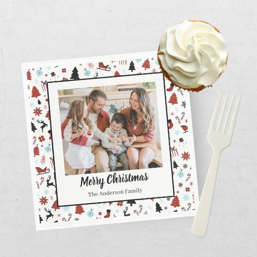 Reindeer Sleigh Christmas Pine Trees スタンダードランチョンナプキン