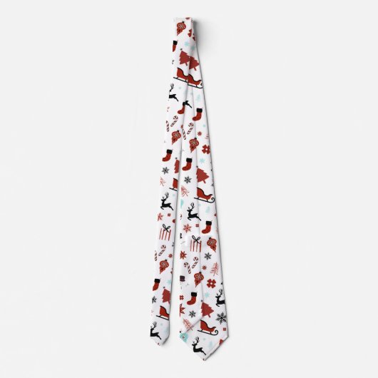 Reindeer Sleigh Christmas Pine Trees ネクタイ (裏面)