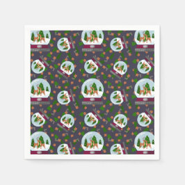 Reindeer Snow Globes スタンダードカクテルナプキン