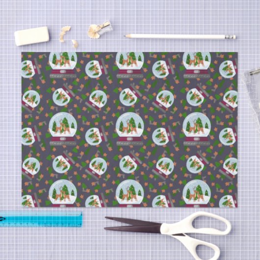 Reindeer Snow Globes 薄葉紙 (クラフト)