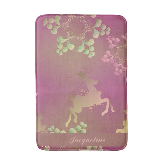 Reindeer Snowflake Monogram Purple バスマット (正面縦)