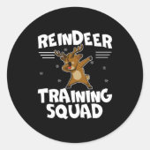 Reindeer Training Squad Deer Team Xmas Running New ラウンドシール (正面)