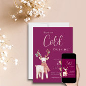 Reindeer Winter Cold Outside Baby Shower  招待状